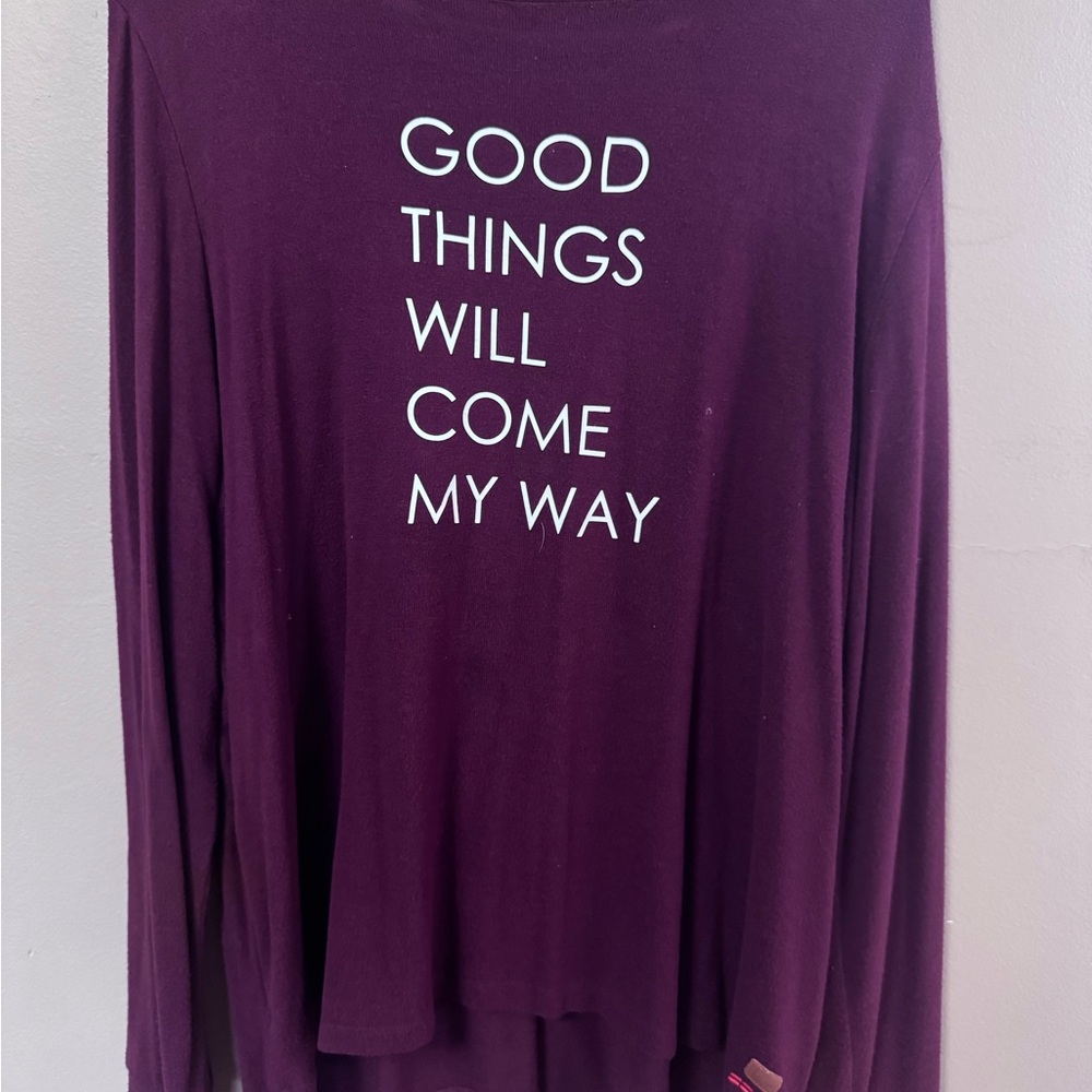 Peace Love World Burgundy Top with White Text